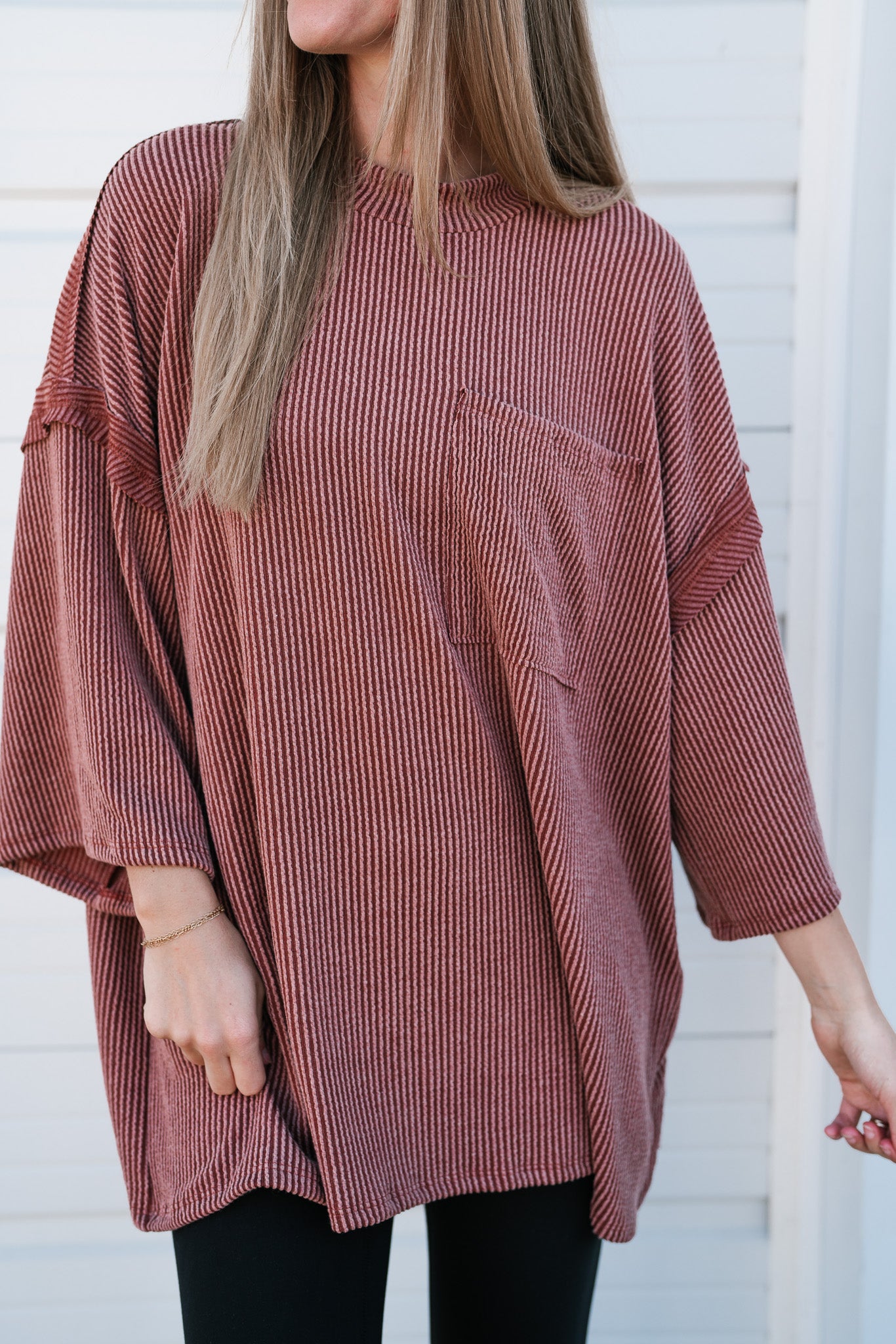 Forever Ideal Ribbed Top - Rust