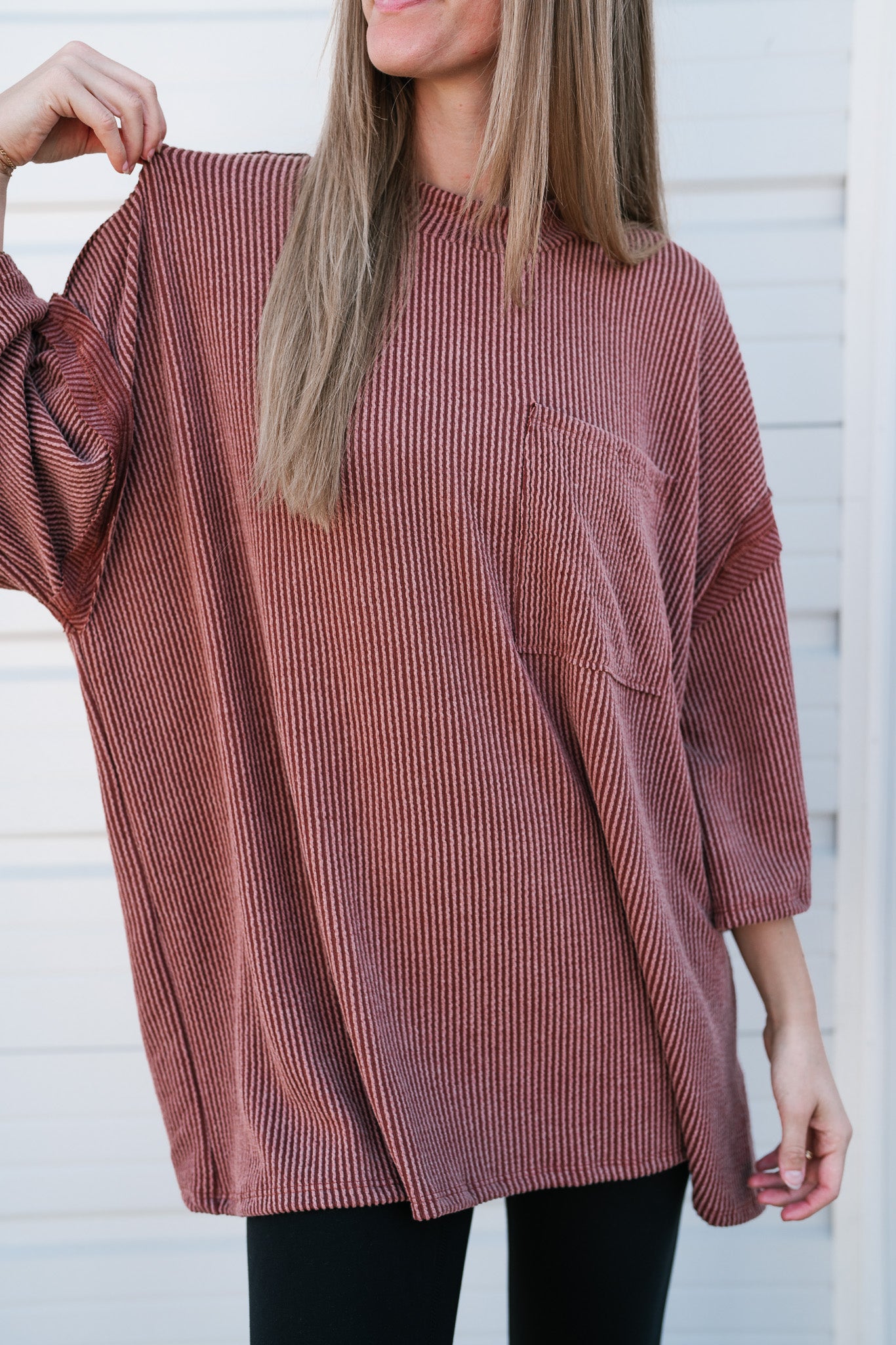 Forever Ideal Ribbed Top - Rust