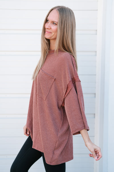 Forever Ideal Ribbed Top - Rust