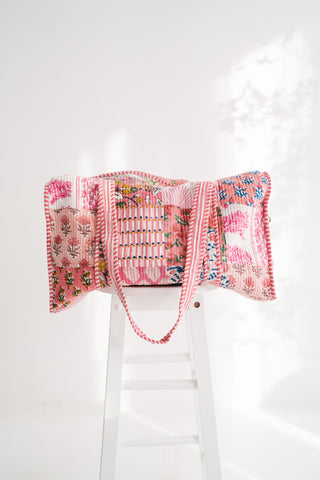 Floral Harmony Patchwork Duffle Bag