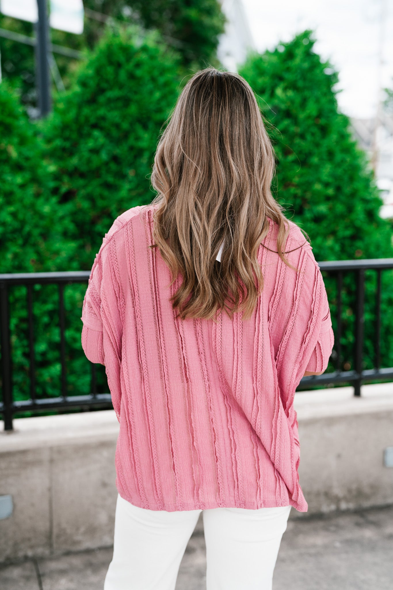 Willows Textured Relaxed Top - Dusty Mauve