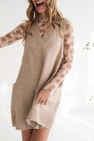 Soft Journey V-Neck Knit Tunic Sweater Vest