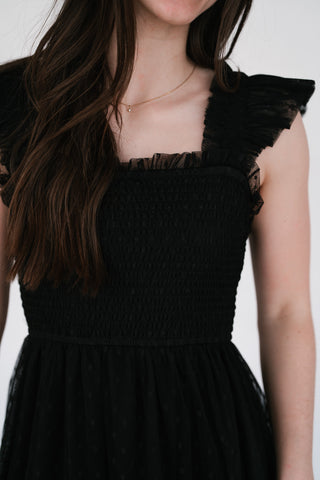 Moment In TIme Smocked Mini Dress - Black