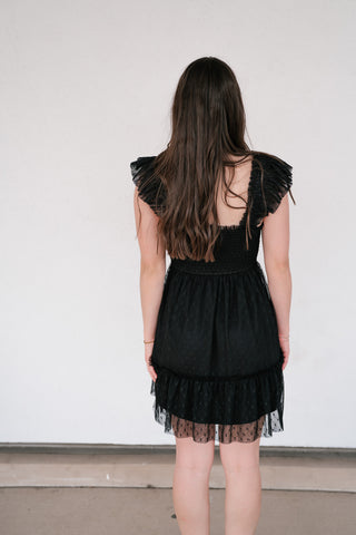 Moment In TIme Smocked Mini Dress - Black