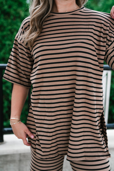 Good Feels Relaxed Striped Set Top - Mocha