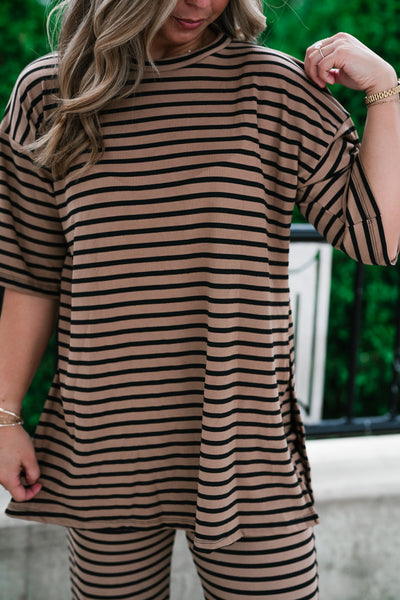 Good Feels Relaxed Striped Set Top - Mocha