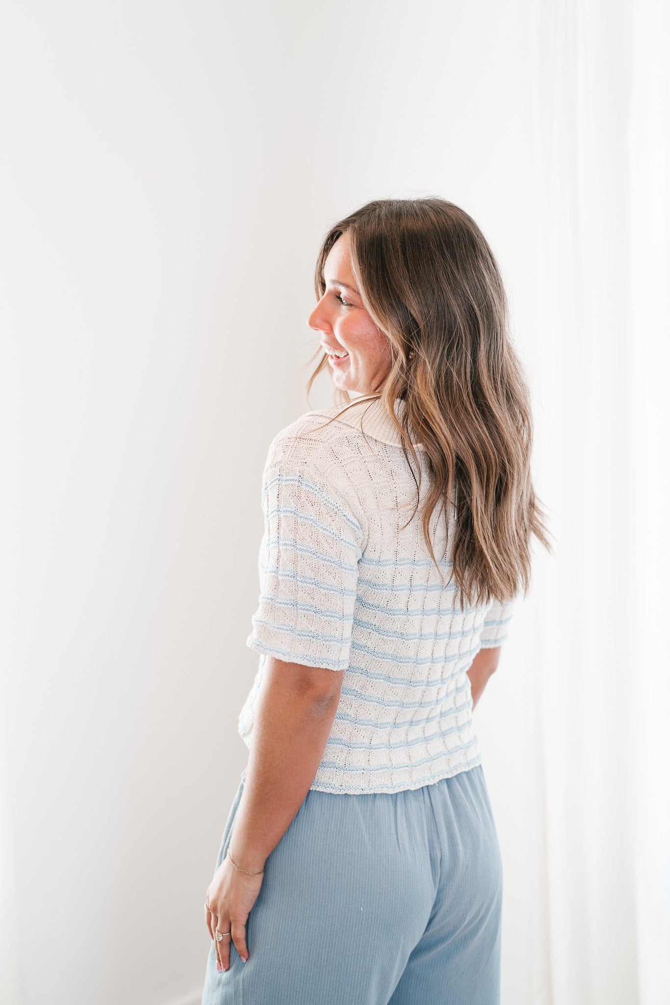 Coastal Breeze Striped Button Up Cardigan