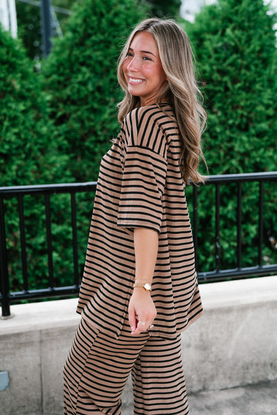 Good Feels Relaxed Striped Set Top - Mocha