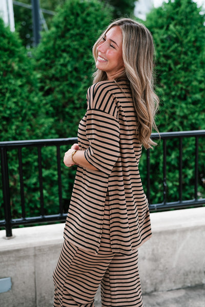 Good Feels Relaxed Striped Set Top - Mocha