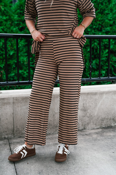 Good Feels Relaxed Striped Set Pants - Mocha