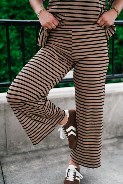 Good Feels Relaxed Striped Set Pants - Mocha