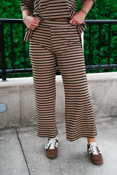 Good Feels Relaxed Striped Set Pants - Mocha