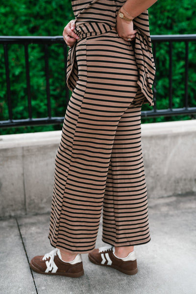 Good Feels Relaxed Striped Set Pants - Mocha
