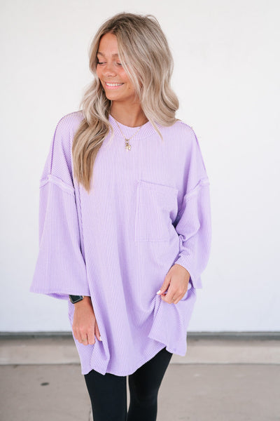 Forever Ideal Ribbed Top - Lavender