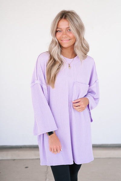 Forever Ideal Ribbed Top - Lavender