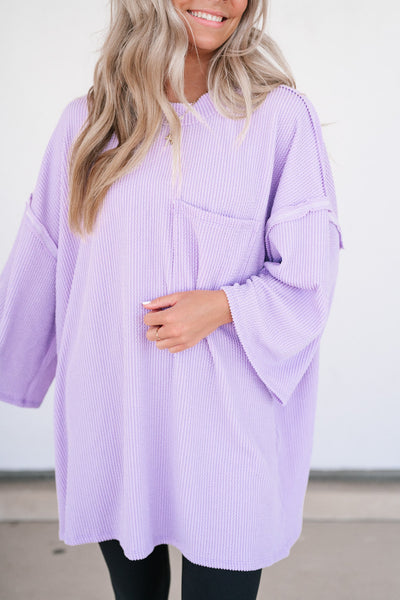 Forever Ideal Ribbed Top - Lavender