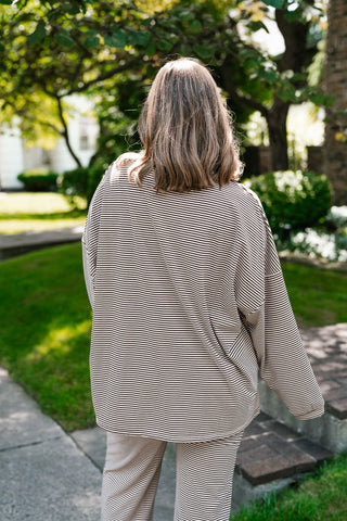 Oakley Oversized Fleece Long Sleeve Striped Top - Brown