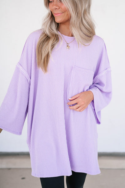 Forever Ideal Ribbed Top - Lavender