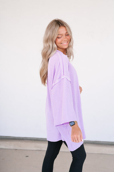 Forever Ideal Ribbed Top - Lavender