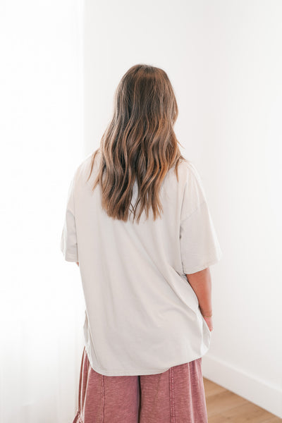 Beige Peace Vibes Oversized Tee