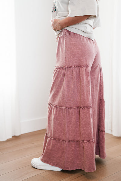 Mauve Magic Tiered Styled Wide-Leg Pant