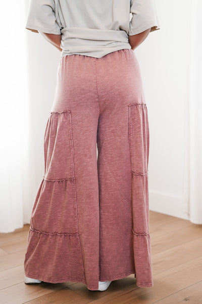 Mauve Magic Tiered Styled Wide-Leg Pant