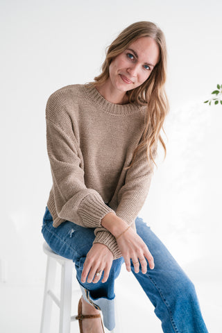 Mountain Air Chunky Knit Oversized Sweater - Ash Mocha