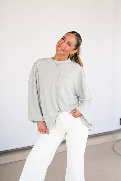 Forever Ideal Ribbed Top - Sage