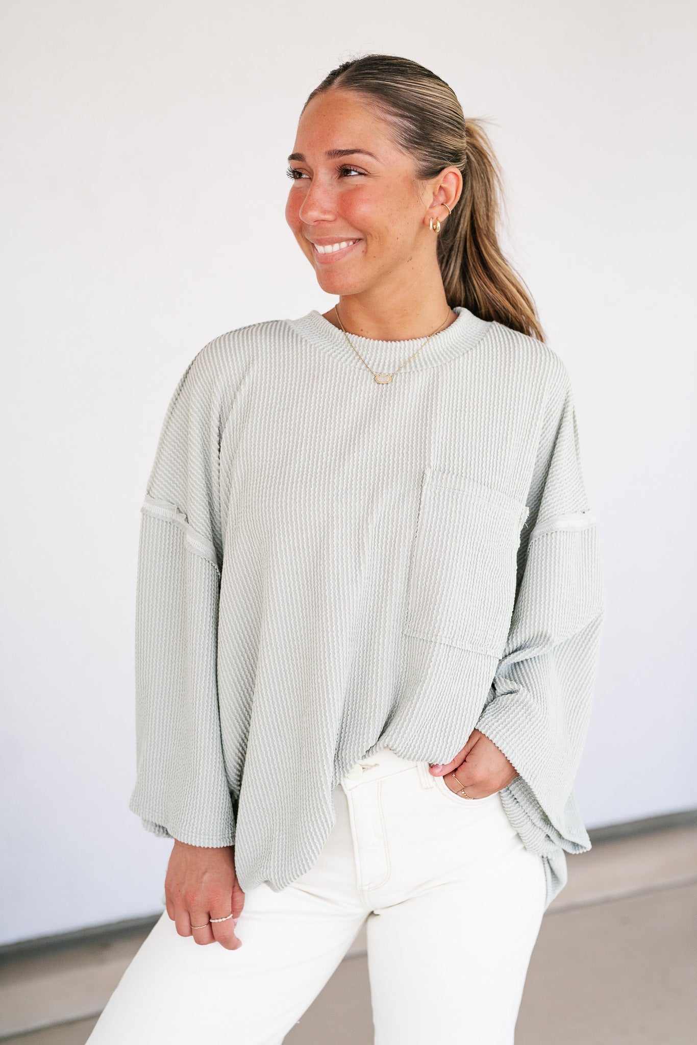 Forever Ideal Ribbed Top - Sage