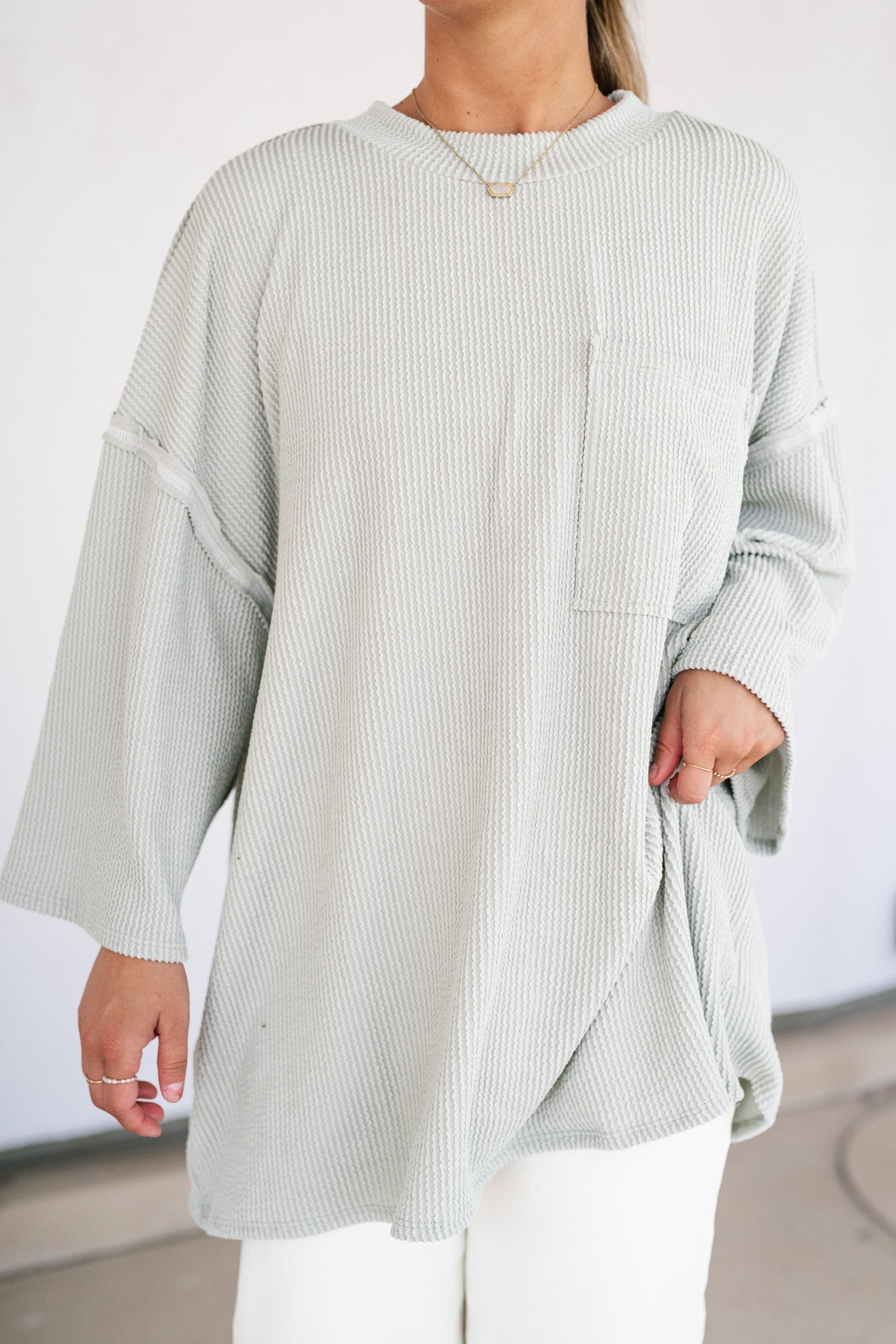 Forever Ideal Ribbed Top - Sage