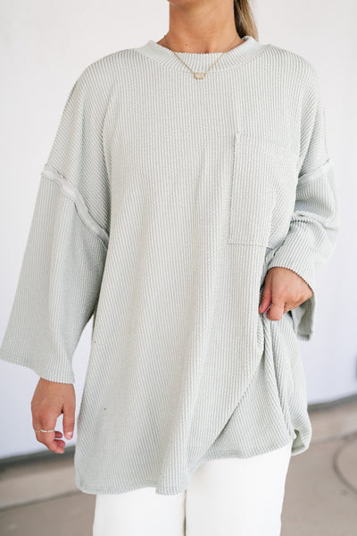 Forever Ideal Ribbed Top - Sage