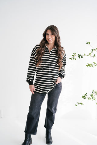 Midday Break Oversized Striped Polo Shirt