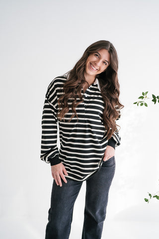 Midday Break Oversized Striped Polo Shirt