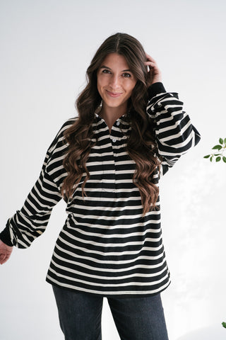 Midday Break Oversized Striped Polo Shirt