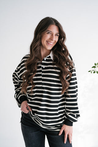 Midday Break Oversized Striped Polo Shirt
