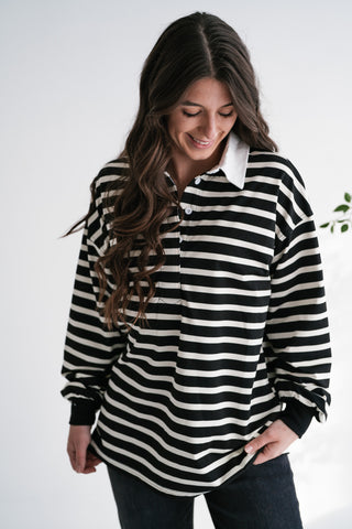 Midday Break Oversized Striped Polo Shirt