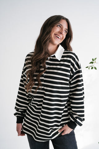 Midday Break Oversized Striped Polo Shirt