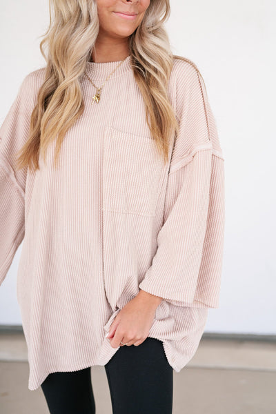 Forever Ideal Ribbed Top - Sand