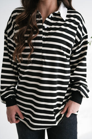 Midday Break Oversized Striped Polo Shirt