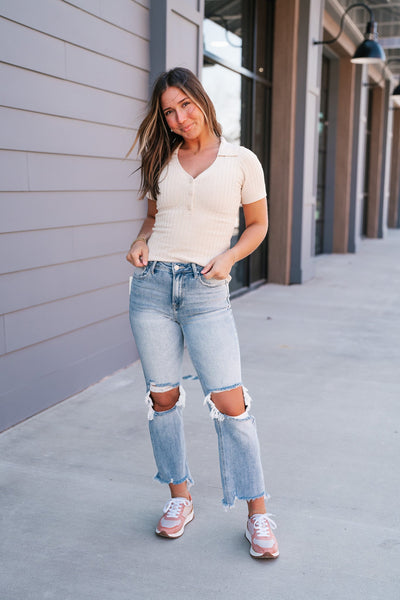 Neutral Delight Ribbed Top