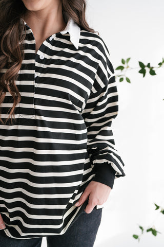 Midday Break Oversized Striped Polo Shirt