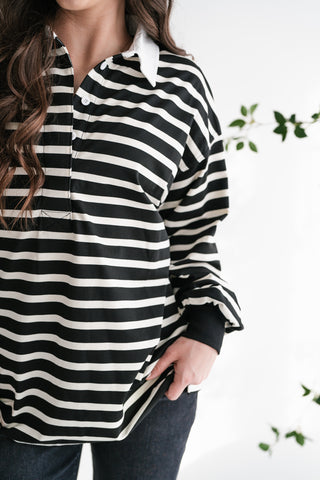 Midday Break Oversized Striped Polo Shirt