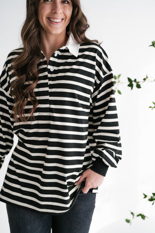 Midday Break Oversized Striped Polo Shirt