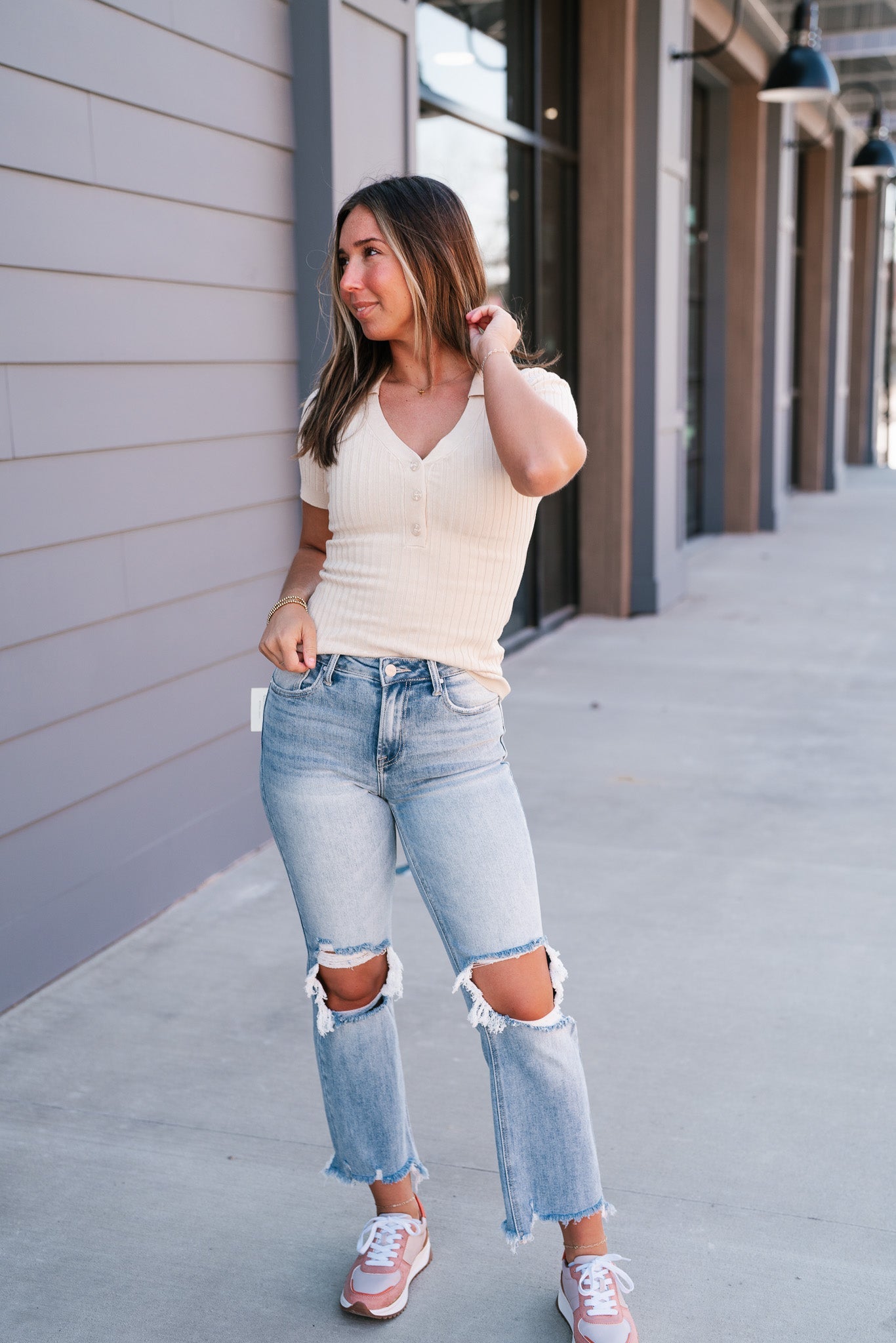 Neutral Delight Ribbed Top