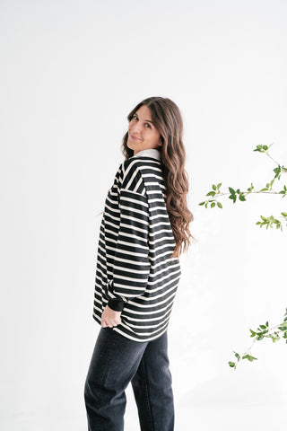 Midday Break Oversized Striped Polo Shirt