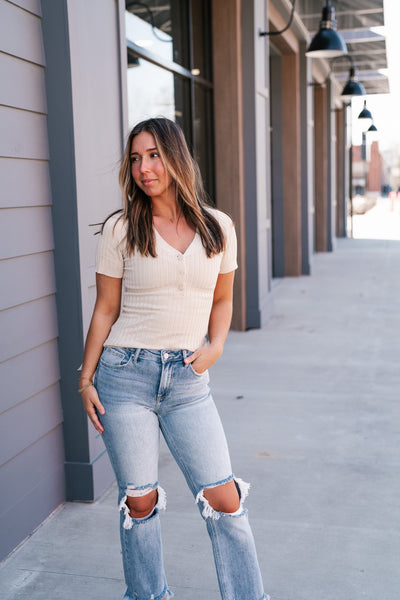 Neutral Delight Ribbed Top