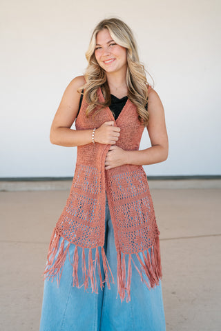 Sunset Open Knit Kimono
