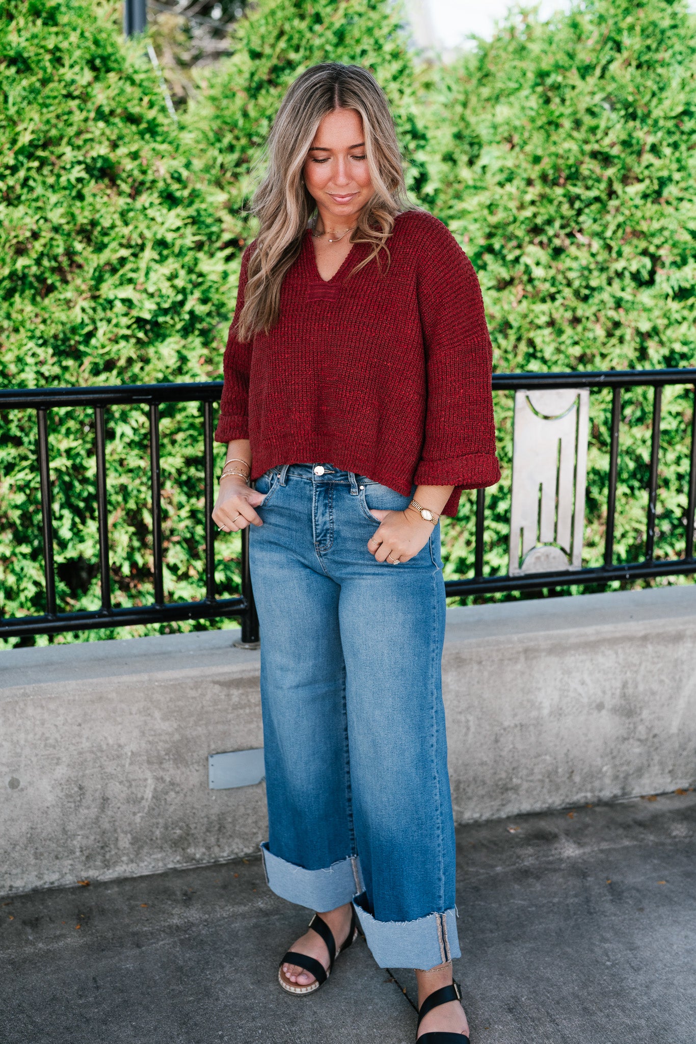 Autumn Glow Quarter Sleeve Sweater - Rust