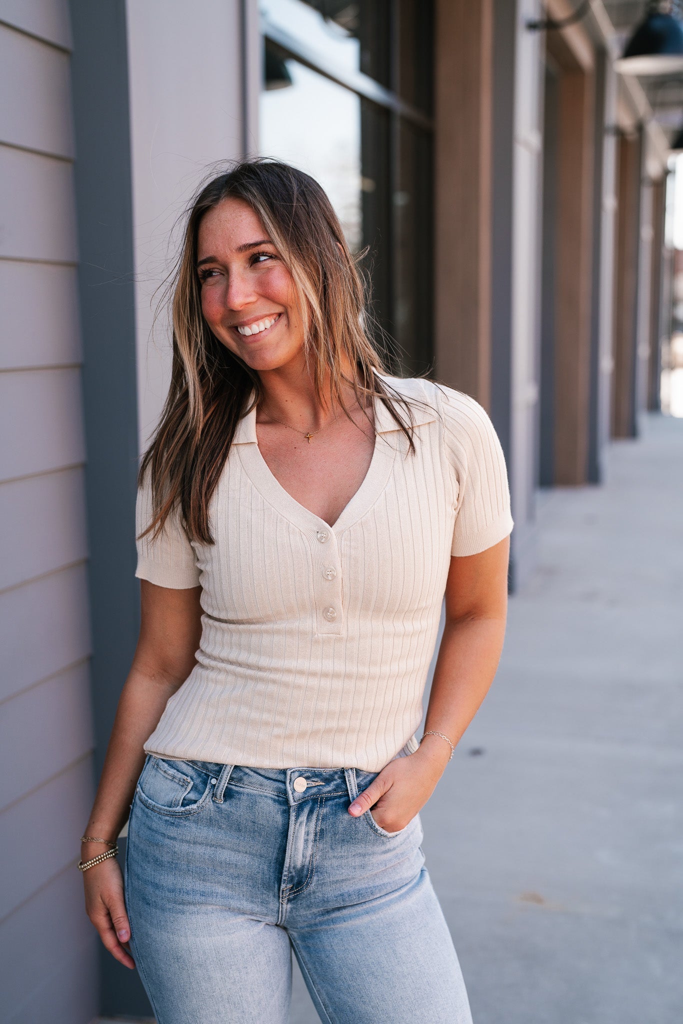 Neutral Delight Ribbed Top