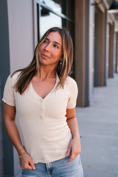 Neutral Delight Ribbed Top